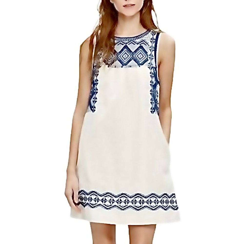 Madewell Embroidered Stitchtake Linen Blend Dress